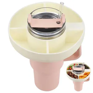 DD2123 Anillo de aperitivos reutilizable Bandeja de aperitivos de 4 compartimentos Vaso de silicona Tazón de aperitivos para taza 40 oz con asa