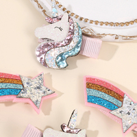 CN 4 pinces à cheveux licorne scintillantes, douces, arc-en-ciel, pastel, crème glacée, pour filles et enfants