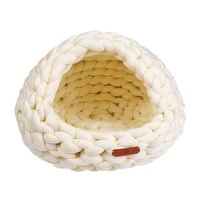 Tresse faite à la main tricoté chat nid panier de lit pour animaux de compagnie chaud tissé chat lit hiver