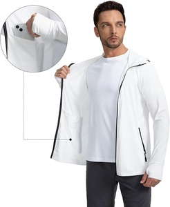 Chaqueta con capucha Softshell ligera para hombre, resistente a la intemperie, cremallera, protección UV, uso durante todo el año, tela duradera para una primavera resistente - Product Image 3