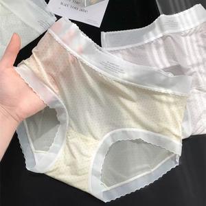 # B0020 usine personnalisé sans trace glace soie culotte taille moyenne à pois motif respirant sous-vêtements coton entrejambe femme culotte - Product Image 1