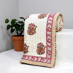 100% Cotton Bohemian Elephant <b>Quilt</b> Queen Size Handmade Kantha <b>Bedding</b> Breathable All-Season best <b>for</b> christmas - Product Image 1