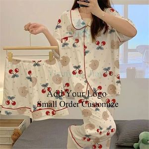 Pijama Feminino de Seda Gelo Novo, Manga Longa, Estilo Coreano, Conjunto de Roupa de Dormir de Seda Artificial para Casa - Product Image 2