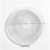 Assiette de présentation en verre transparent gaufré en spirale de 21 cm, personnalisable en gros, élégante, ronde, pour salade et dessert, idéale pour mariages, banquets et événements