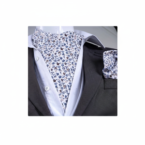 Ensemble d'écharpe et de mouchoir à imprimé floral blanc pour hommes adultes, fabriqué en Turquie - Product Image 2