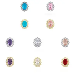 Factory Supplier Luxury Oval Rhinestones Nail Charms for Acrylic Nails Colorful Zircon Jewels Crystals Nail Rhinestones