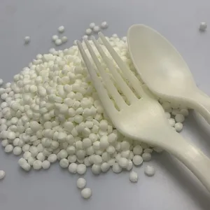 Makanan kelas plastik Polipropilena PP jagung pati plastik perlindungan lingkungan bahan peralatan makan sekali pakai