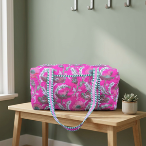 Pink Floral Weekender Bag Duffle Bags for Women Large Travel Overnight Weekender Travel Bags Large Capacity <b>Soft</b> fabric Duffel - Product Image 1