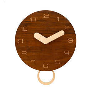 Horloge murale à pendule en bois avec logo personnalisé, <span class=keywords><strong>prix</strong></span> usine, pour la décoration intérieure - Product Image 3