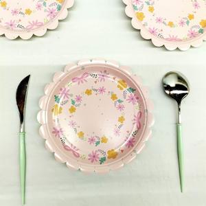 DAMAI Flower <b>Disposable</b> Dinnerware Plates Party <b>Tableware</b> Kids Birthday Pink Tea Party Supplies Flower Shaped Paper Plates Cups - Product Image 6