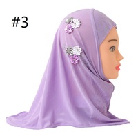 Voiles instantanés brodés de fleurs pour enfants musulmans, couvre-cou, hijabs et châles pour filles de 2 à 6 ans avec strass