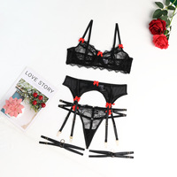 RUIYI noir dentelle Sexy voir à travers soutien-gorge culotte ensemble saint valentin Lingerie ensemble 2025 femmes Lingerie
