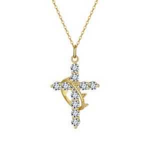 Collana <span class=keywords><strong>Girocollo</strong></span> Trendy in <span class=keywords><strong>Argento</strong></span> Sterling 925 con Ciondolo Rotante a Corona e Croce, con Charm a Corona, da <span class=keywords><strong>Donna</strong></span> - Product Image 1