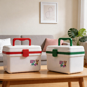 <b>Storage</b> <b>Box</b> Plastic Rectangle With Handle And Compartment For Food Or Medicine <b>Storage</b> - Product Image 1