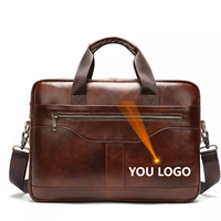 Logo personnalisé gros Hommes Véritable Porte-Documents En Cuir Ordinateur Portable Sac À Main D'épaule Sac D'affaires Mallette