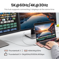 Adaptador Hub USB C UGREEN CM206 para MacBook, 4K HDMI Thunderbolt 3 100W, Lector de Tarjetas SD y TF, USB Tipo C HDMI HUB para M2 M1