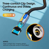 Indicateur LED Câble de charge rapide 3 en 1 Câble magnétique USB C Micro USB Chargeur Android Type C
