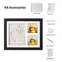 Ensemble de cadres photo pour empreintes de pattes d'animaux de compagnie en MDF - Kit DIY avec tampon encreur pour empreintes de mains et de pieds de bébé, design moderne