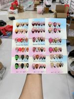 Ongles artificiels de luxe faits à la main, longs et moyens, en acrylique, à presser, de haute qualité, vente en gros d'usine, style doux et cool, pour doigts