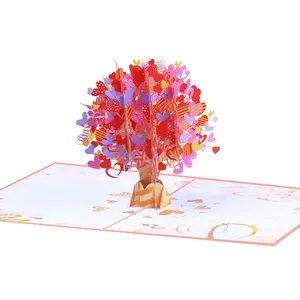 Neues Design Valentinstagskarte romantisches Bekenntnis 3D Kirschblütenkarte Hochzeit Hochzeit Einladungskarte
