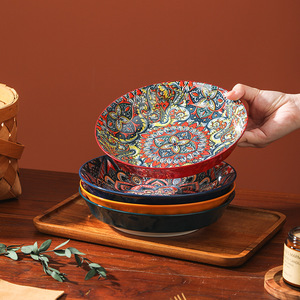 High Aesthetic <b>Plates</b> New Household Dishes Underglaze Color <b>Plates</b> Deep <b>Plates</b> for Serving Dishes - Product Image 5