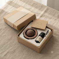Diffuseur d'aromathérapie minimaliste en bois massif, boule et support en bois compact, ensemble de parfum d'ambiance sans flamme