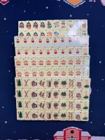 Jeu de Mahjong sur le thème du ski, personnalisé OEM, 160 pièces, tuiles blanches avec dos flocon de neige bleu, tuiles de Mahjong américaines en relief, vente en gros