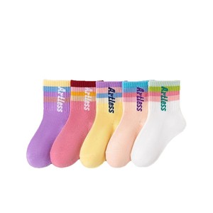 Girls Crew Socks Mid Calf Thin Breathable Sports Socks For Students Daily Casual Wear Autumn Winter Trendy Letter Design - Product Image 5