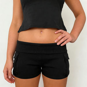 Pantalones Cortos Urbanos Transpirables con Bolsillos Utilitarios para Mujer, Color Sólido, Casuales, para Verano - Product Image 1