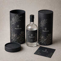 Tube en papier noir cylindrique vertical empilable avec couvercle séparé pour la livraison d'alcool en ligne (e-commerce)