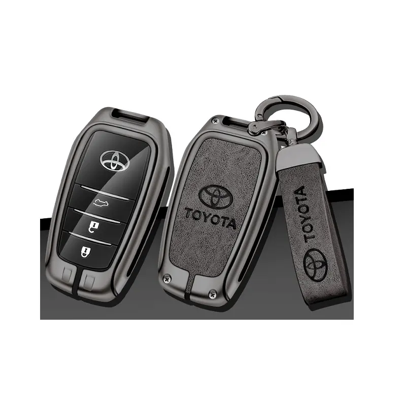 Modèle de couverture de clé de voiture en alliage de Zinc pour Toyota 3 4 boutons Highlander RAV4 sac à clés porte-clé de voiture accessoire pochette porte-portefeuille