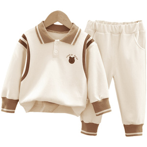 Ensemble de vêtements pour bébés garçons, sweat-shirt, polo pour tout-petits, coton biologique, ensemble pantalon deux pièces pour garçons, enfants - Product Image 5