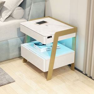 <span class=keywords><strong>Table</strong></span> de chevet intelligente moderne avec nouveau design, mobilier de maison avec port de charge sans fil USB Type C, petite <span class=keywords><strong>table</strong></span> d'appoint pour chambre à coucher - Product Image 1