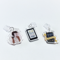Pendentif anti-poussière personnalisé avec motif littéraire mignon, impression double face, breloque de téléphone en acrylique, bouchon anti-poussière pour cadeaux