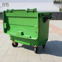 Vente en gros de poubelles industrielles mobiles en plastique En840 à 4 roues, 660 l, pour déchets et ordures