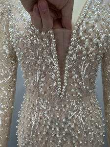 A10474米格服装新款设计优雅亮片珍珠刺绣蕾丝面料舞会礼服女士性感紧身派对晚礼服 - Product Image 3