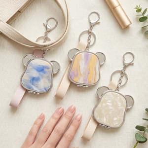 Cute Dog Head Pearl Swirl Acetate <b>Compact</b> <b>Mirror</b> Keychain With Leather Wrist Strap Double Sided Folding Makeup <b>Mirror</b> Wholesale - Product Image 4