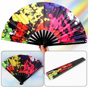 Venta caliente barato OEM promocional personalizado decoración boda ventilador negro 33Cm madera plegable impresión personalizada bambú ventilador de mano - Product Image 3