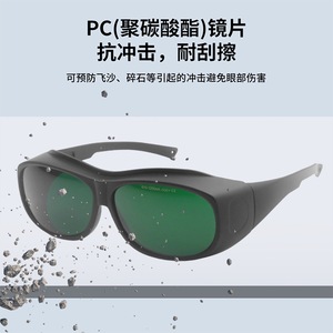 แว่นตานิรภัยแบบเลเซอร์ กรอบสีดำ 155 มม. สำหรับการกำจัดขน การบำบัดด้วยแสงเพื่อความงาม ป้องกันแสงสีแดง สีน้ำเงิน สีเขียว - Product Image 4