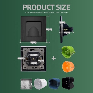 Ip44 Chống Thấm Nước Chống Bụi Tiêu Chuẩn Châu Âu Chải Nhôm Bảng Điều Chỉnh Pháp Loại 2P + T Tường Ổ Cắm Với Bìa Màu Đen Màu Vàng Màu - Product Image 3