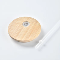 USA Warehouse Gobelet boule à neige à double paroi en verre transparent à sublimation de 12oz avec couvercle en bambou et paille en plastique