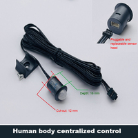 Interrupteur à capteur de porte double centralisé, contrôle tactile sans contact IR, détection de mouvement pour les lumières LED de la cuisine, armoire, 12-24V
