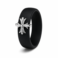 Bague de mariage en silicone personnalisée avec logo, anneau en caoutchouc en forme de croix pour hommes, finition premium en gros