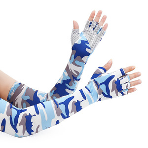 Gants mi-doigts d'extérieur en soie glacée, protection solaire, pour cyclisme et pêche, unisexe adulte, motifs camouflage - Product Image 2