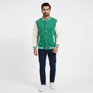 Custom Made Lightweight Men's <b>Winter</b> Varsity <b>Jackets</b> New Latest Style Oversized Breathable Genuine <b>Leather</b> Stand Collar Logo - Product Image 1