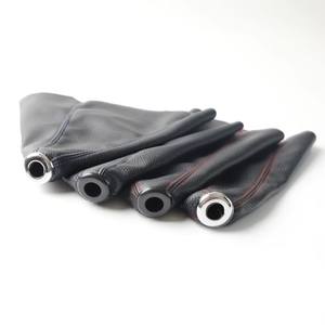 Housse anti-poussière à usage général en cuir noir avec surpiqûres rouges pour la protection du levier de vitesse de voiture - Product Image 2