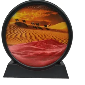 Yeni stil yaratıcı ev dekorasyon cam el sanatları kum saati sanat sıvı çöl deve Sandscape hareket kum sanat resmi
