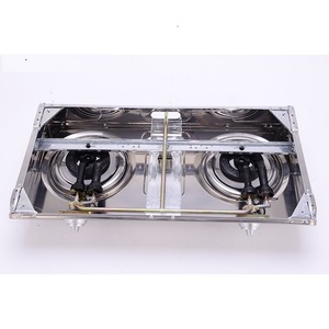 Table de cuisson à gaz 2 brûleurs en fonte avec surface en acier inoxydable, cuisinière GPL pour table ou encastrable, idéale pour cuisine extérieure, facile à nettoyer - Product Image 4