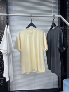 เสื้อยืดสตรีทแวร์ผ้าฝ้ายคุณภาพสูงทรงปกติ พิมพ์ลายโลโก้ได้ตามต้องการ เสื้อยืดสีขาวเนื้อหนาสำหรับผู้ชาย - Product Image 4