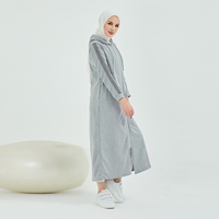 Robe Abaya de style sportif pour femmes musulmanes, de haute qualité, couleur unie, douce, manches longues, fermeture éclair sur le devant, grande taille, Jubah Turquie